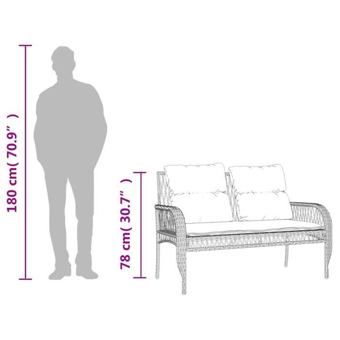 VidaXL Garden Lounge Set 4 Pcs with Black Wicker Cushions, Outdoor Sofa Set, Garden Furniture Set, Set 368727