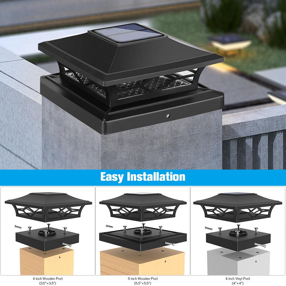2PCS Solar LED Post Lights Portable Bright Fence Post Cap Light Decoration Stigma Lamp for Outdoor Garden Porch Patio Yard
