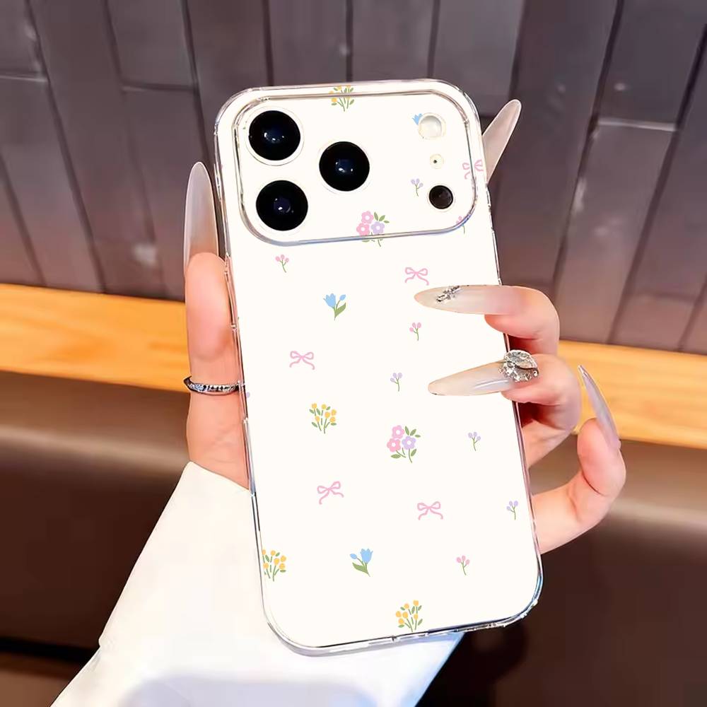 Ditsy Floral Phone Case For iPhone17,16,15,14,13,12,11 Plus,Pro Max Soft Transparent Cover