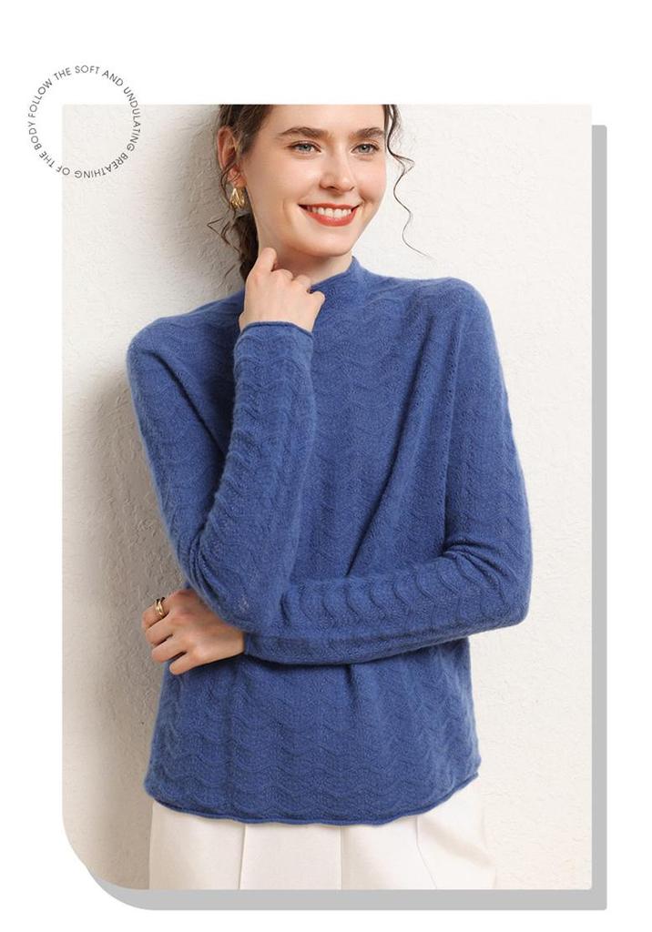 Women's Elegant Cashmere Sweater - Hollow Air Design, Loose Fit, Slimming, High-End Feel