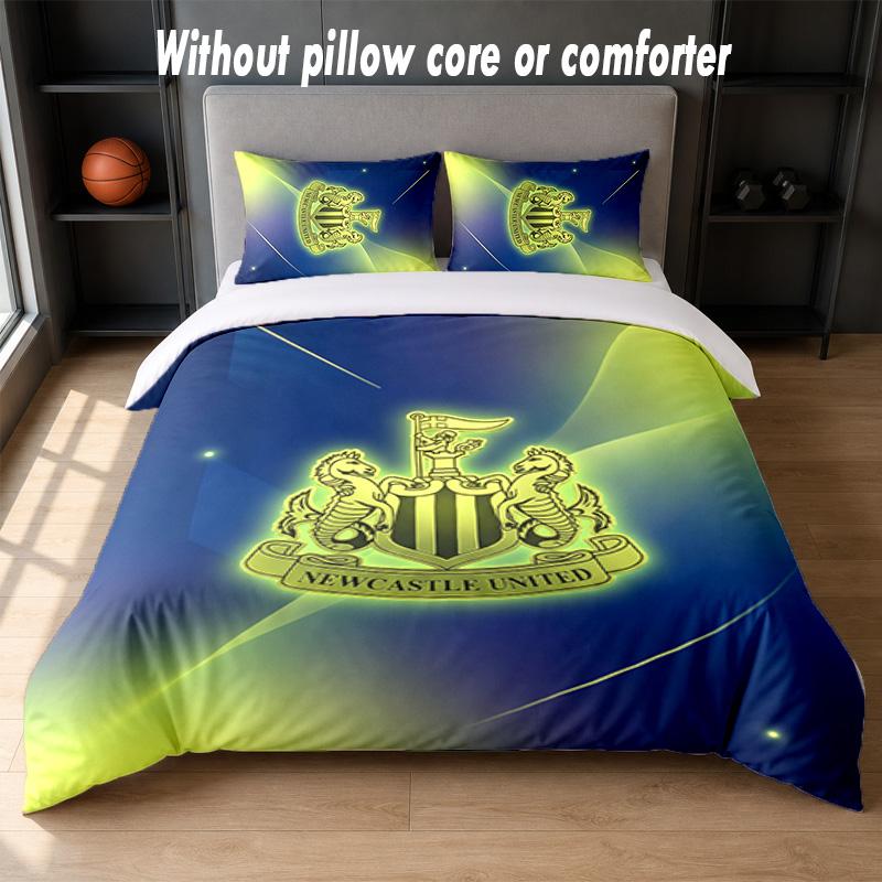 Newcastle United Football Design Bed Bedding Set 1 Duvet Cover + 2 Pillowcases Soft Breathable Household Bed Linens