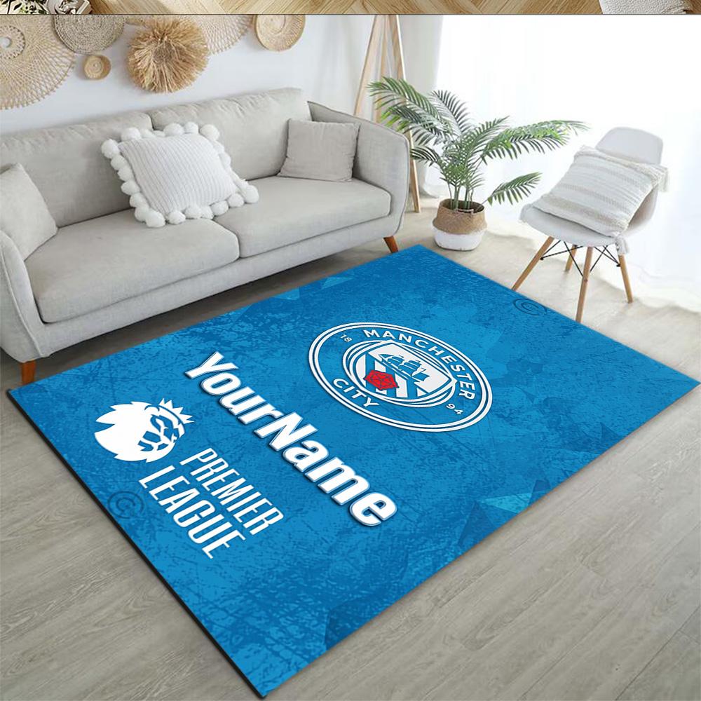 Manchester City Customize Your Name Carpet Design for Dormitory Hallway Study room Balcony Anti-slip Rug Office home decor Gift for Festivals