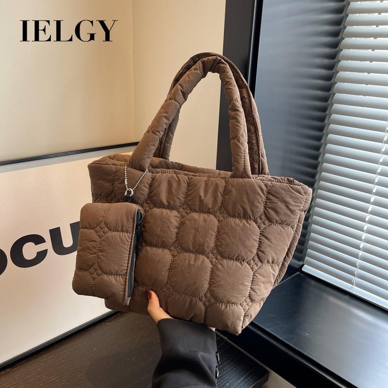 Ielgy Fashion Casual Large-Capacity Korean Version Cotton-padded Bag Simple Shoulder Tote Bag