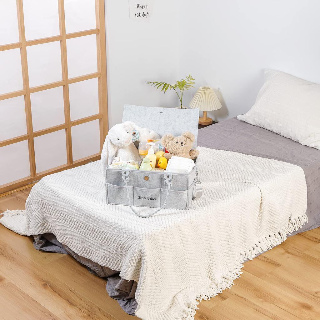 Large Capacity Diaper Storage Bag with Detachable Foldable Diaper Storage Baby Storage Basket with Car Travel Storage Small Item Baby Supplies Baby