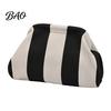 Woven Clutch Purse Women Striped Purse, Large Capacity Kiss Lock Makeup Case Cosmetic Pouch, Summer Beach Vacation Evening Dumpling Bag Toiletry