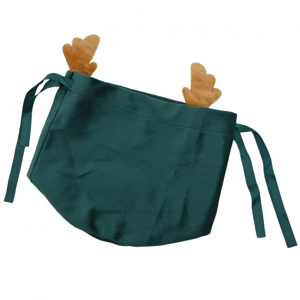 3D Antler Decoration Christmas Candy Bags Santa Present Bags Velvet Deer Bags