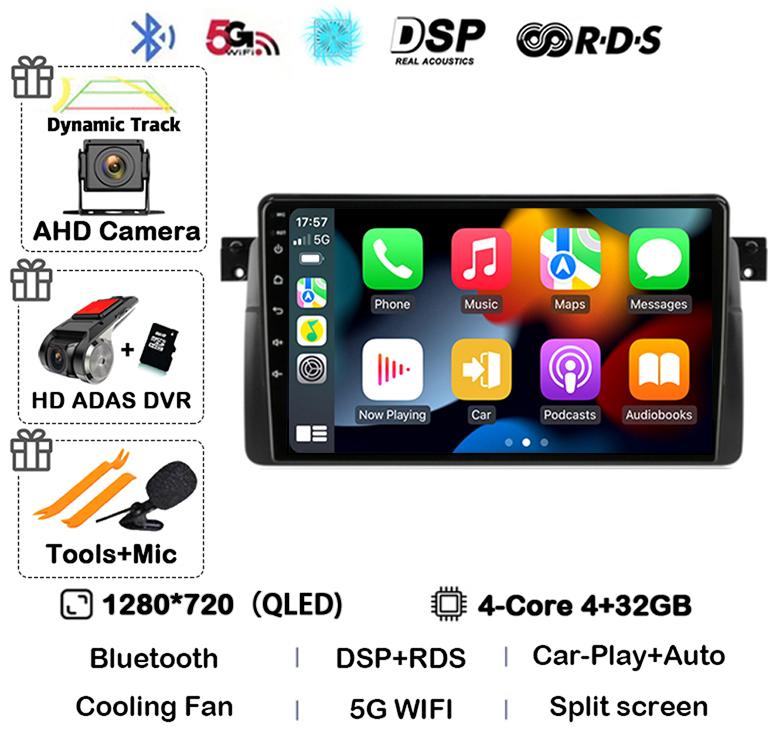 Android 14 Car Radio For BMW E46 M3 1998-2006 Multimedia Video Player 2Din 4G WIFI GPS Navigation Carplay Head Unit 360 Camera