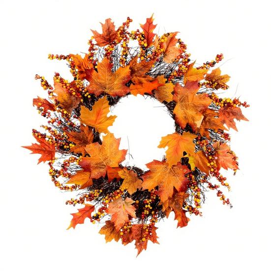 Høst Peon Gresskar Krans Kunstig Kvistslingfe Vintage Blomsterslingfe Sesongmessig Dørhenger for Thanksgiving Høstdekor