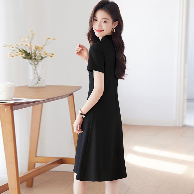 Women's Short Sleeve Professional Dress with Bow
