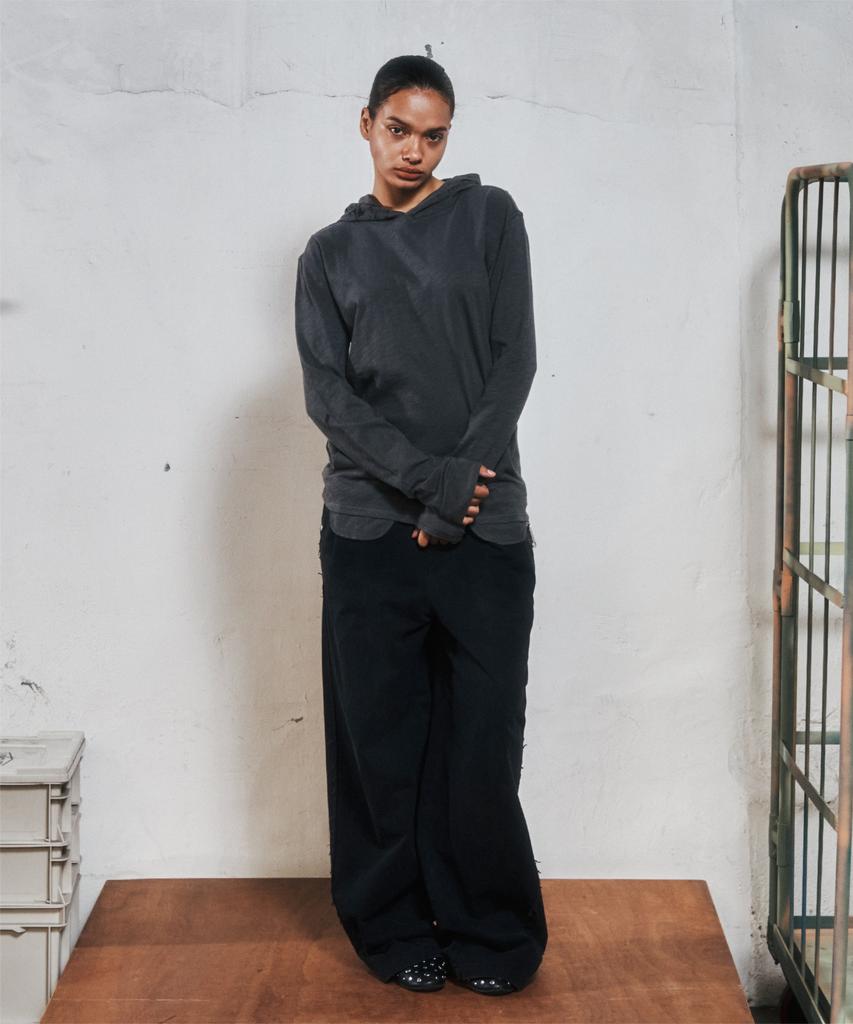 THEVINYLHOUSE Sag Wide Belted Pants Black