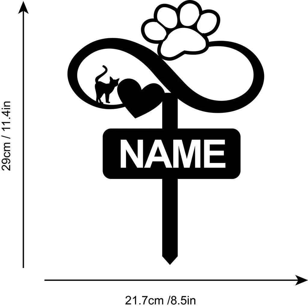 Custom Cat Memorial Garden Stake, Personalized Metal Grave Marker with Heart Paw, Outdoor Pet Loss Sympathy Gift for Garden Yard