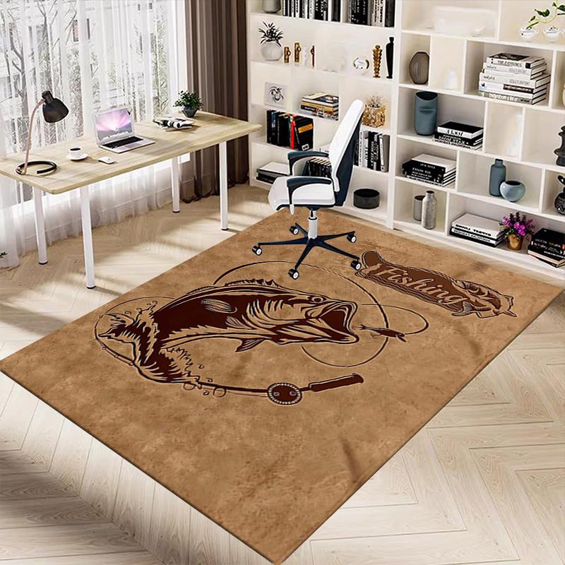1PC Fishing Non-Slip Floor Carpet Compatible for Office&Living Room&Bedroom&Dining room - Soft & Pattern, Vibrant Colors-H0319
