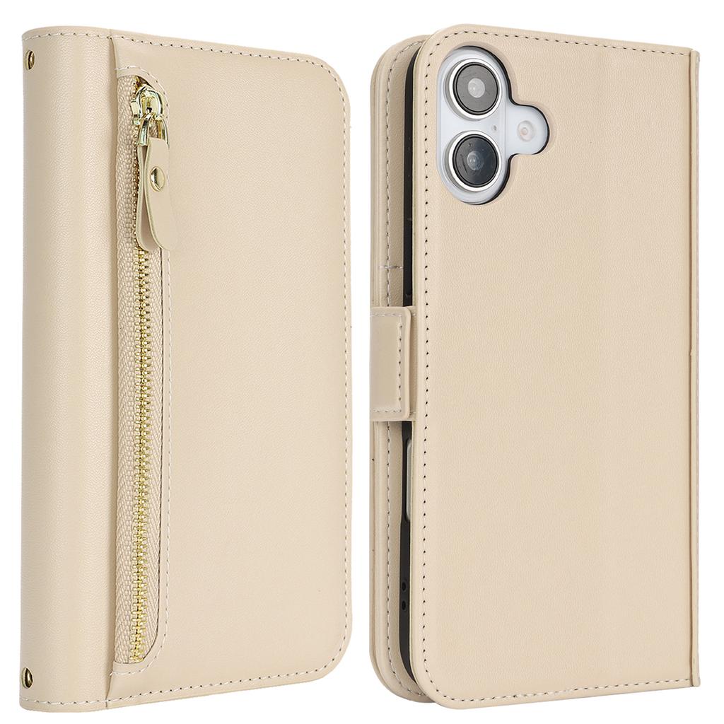 Applicable To iPhone16 Leather Case 17Pro Zipper Wallet Multi-card Oblique Span Protective Case S24Ultra Multi-function