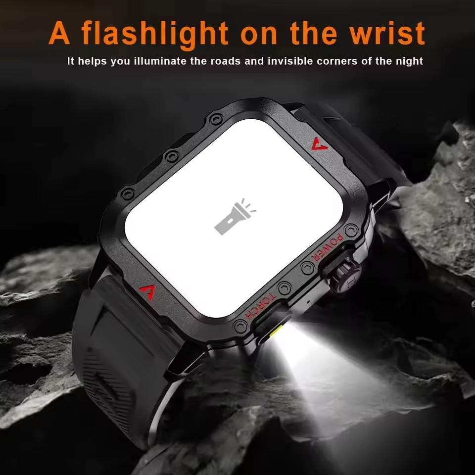 New Sports Smartwatch Bluetooth Call LED Flashlight Sleep Health Monitoring Fitness Tracking Men Outdoor Smart Watch HT30