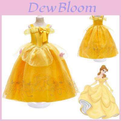 Elegant Princess Belle Girls Dress Cosplay Costume For Xmas Party/halloween/fancy Dress