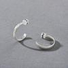 Niche Simple C-Type Premium Metal Striped S925 Silver Needle Stud Earrings Versatile Fashion Commuter Temperament Earrings