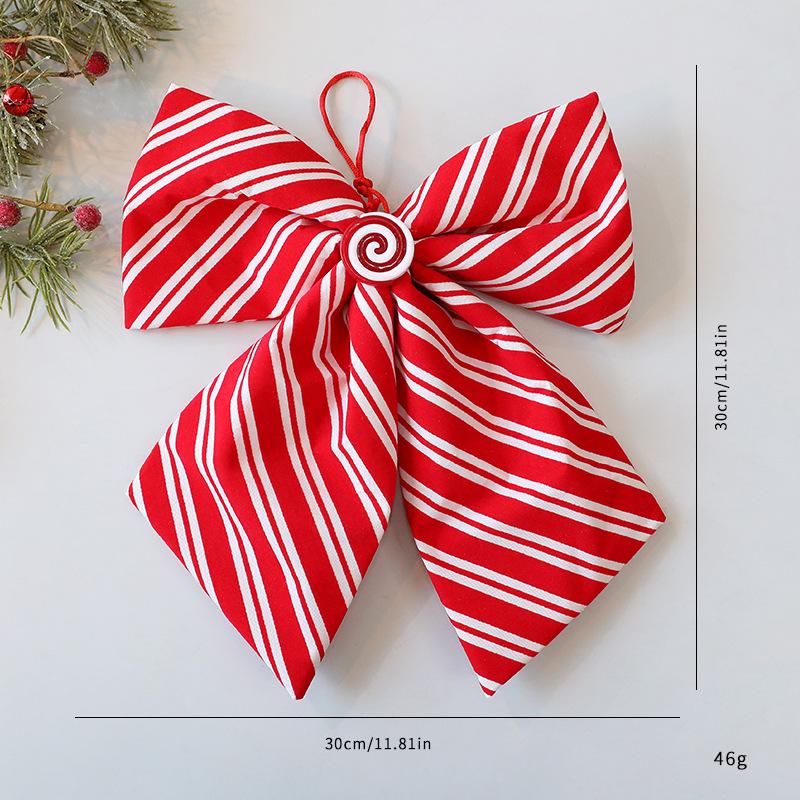 Christmas Tree Decoration Bows with Striped Plaid Fabric Ribbon Multiple Sizes Available Long Lasting Holiday Use Material