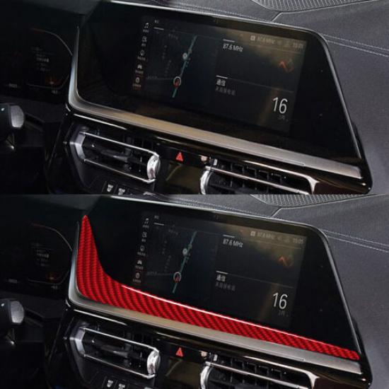 Bright Red Carbon Fiber Car Center GPS Screen Bottom Sticker For BMW Z4 G29 19