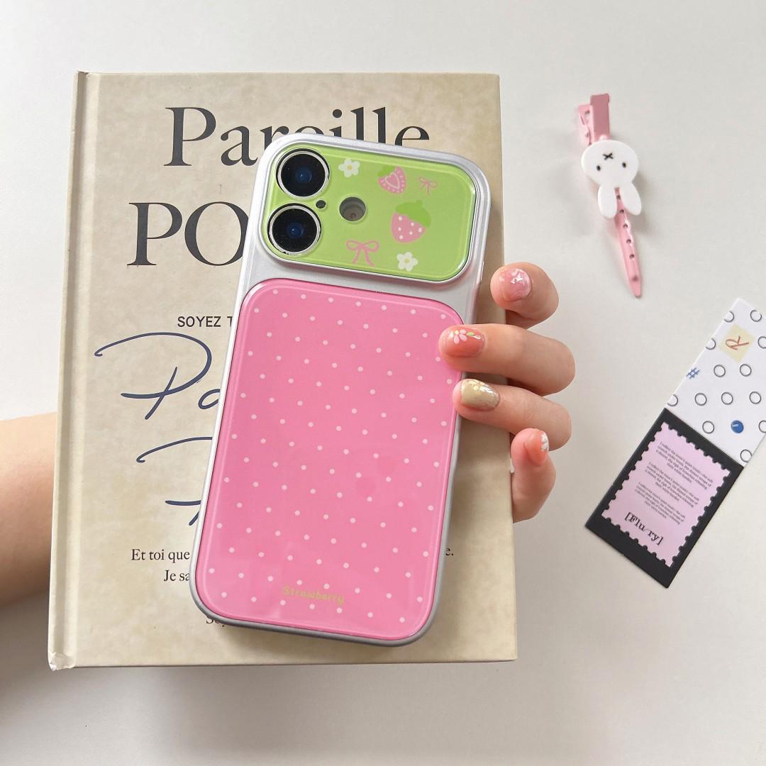 

Strawberry Polka Dot Phone Case for iPhone 17 Pro Max with Blue Light Filter, Styles 16-14 iPhone 15