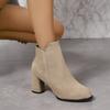 Fashion Women Ankle Boots 2025 Large Size Fashion Pointed Shoes Women Side Zipper Stretch Middle Heel Short Boots Women Botas De Mujer