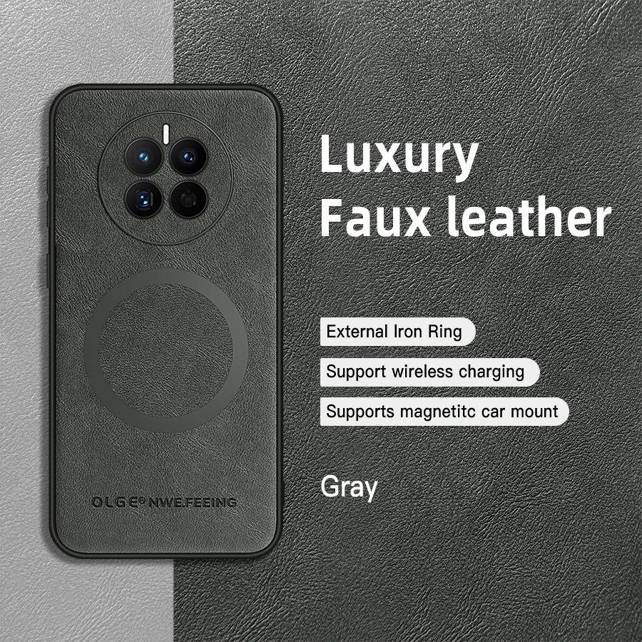 For Huawei Mate 50 50 Pro 50E PU Leather Magnetic Ring Soft Edge Anti-Drop Anti-Fingerprint Phone Case
