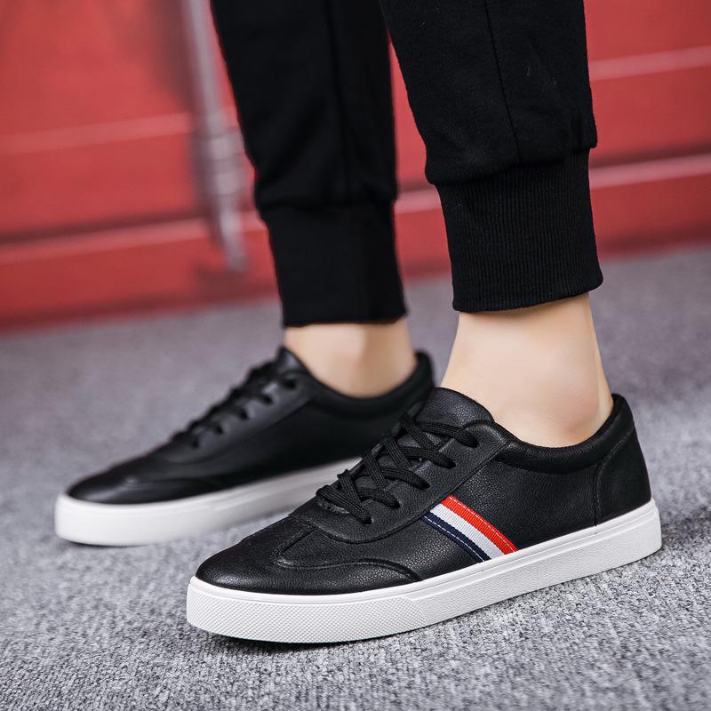 2024 Korean Style Men's White Low-Top Sneakers: Trendy, Breathable, Casual Shoes for Autumn/Winter