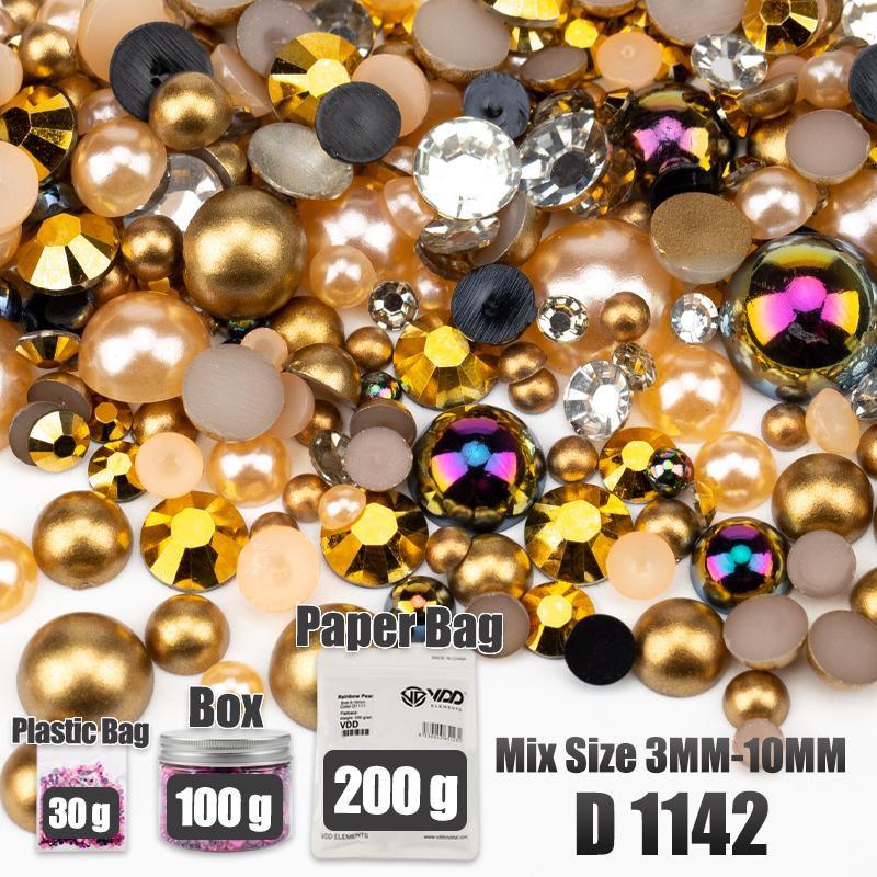 VDD 30/60/100/200g Mix Size ABS Half Round Pearls Flatback Beads Color Resin Rhinestone Crafts Nail Art DIY Decoration