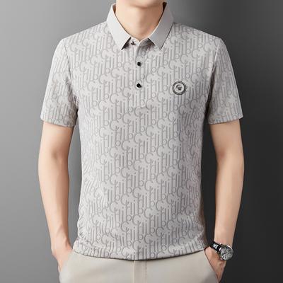 Casual Men's Short-Sleeved T-shirt Men's Summer New Young and Middle-Aged Jacquard Fashion Casual Polo Shirt