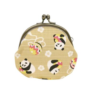 Maeda Senko Wabunbiyori Round Coin Temari Made In X 9cm 2.5 Purse, Panda, Beige, Japan, 9.5