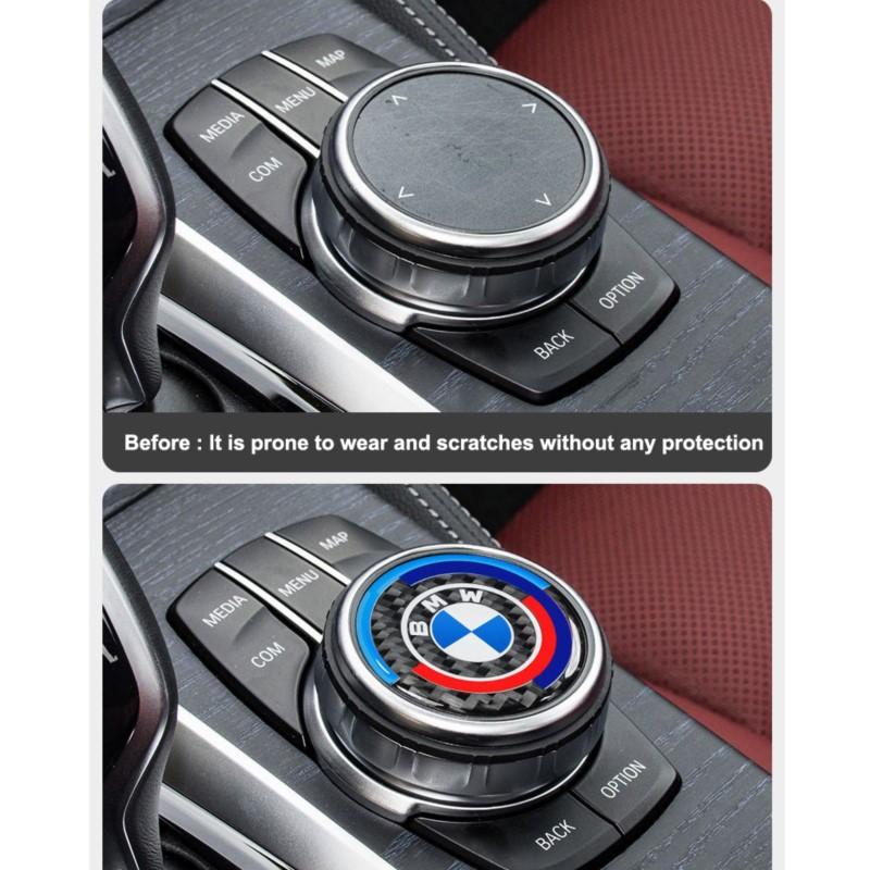4.5CM 4.8CM Carbon Fibre Car Center Console Knob Stickers Decoration Accessories For BMW 1 2 3 4 5 6 Series GT Z4 X3 X4 X5 X6 X7 xl4