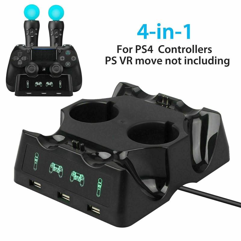 4 In 1 Charger Charging Dock For Sony Ps4 Playstation 4 Vr Psvr Move Controllers