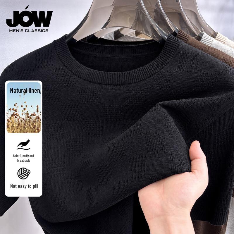 JOW Men s Lyocell Linen Blend Antibacterial Cool-Touch T-Shirt L