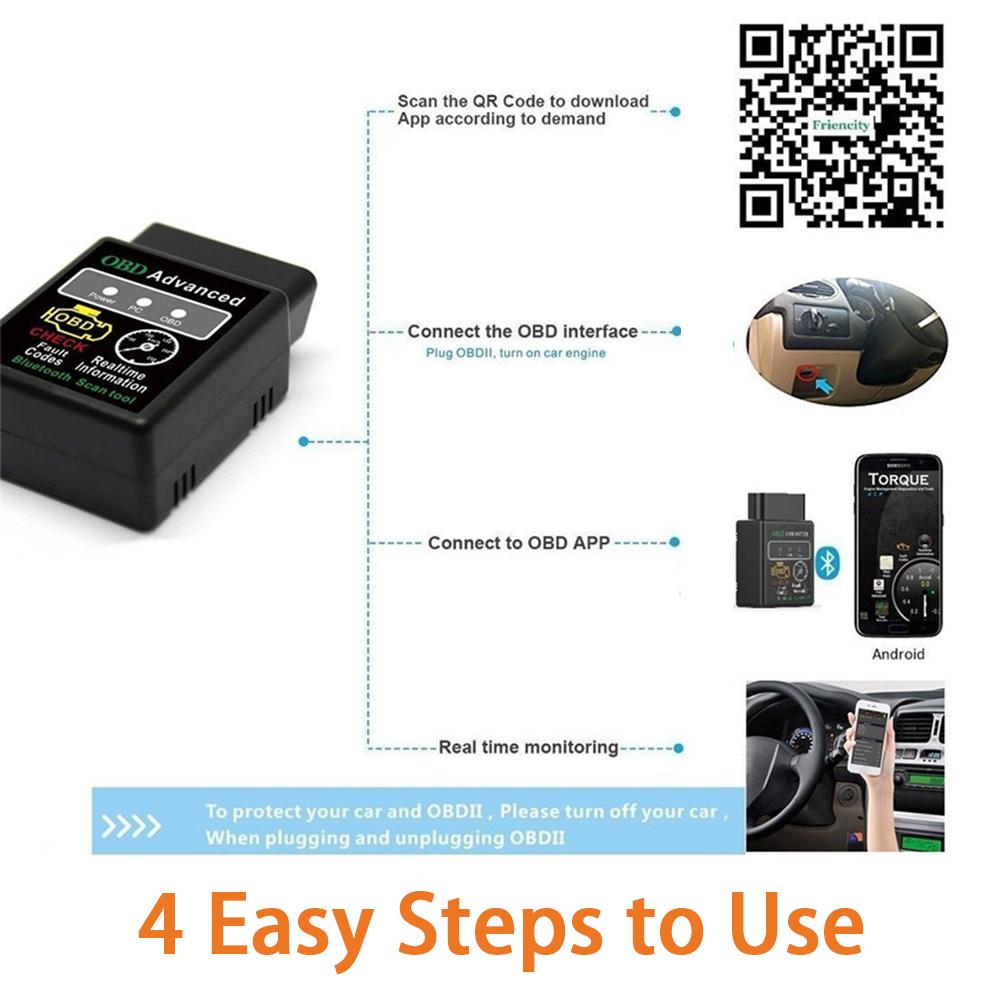 V02H21 Bluetooth OBD2 Bil diagnostisk skanner Automatisk detekteringsskanner