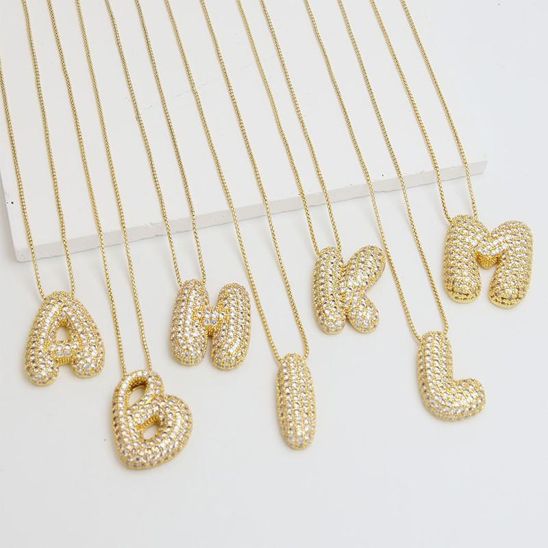 Creative Bubble Letter Necklace Initial Pendant Necklaces For Women Girls Personalized Exquisite Necklace Jewelry Gifts
