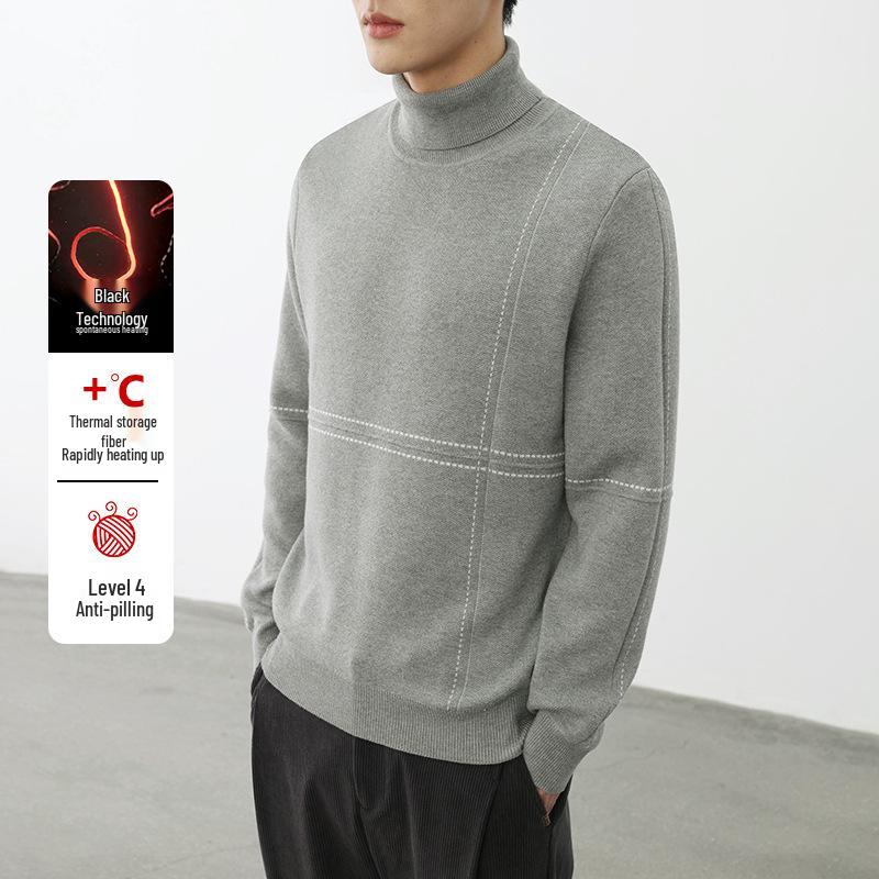 

Black Tech Self-Heating Men s Grey High-Neck Sweater - 2025 Autumn/Winter Thickened Knit Base Layer M сірий