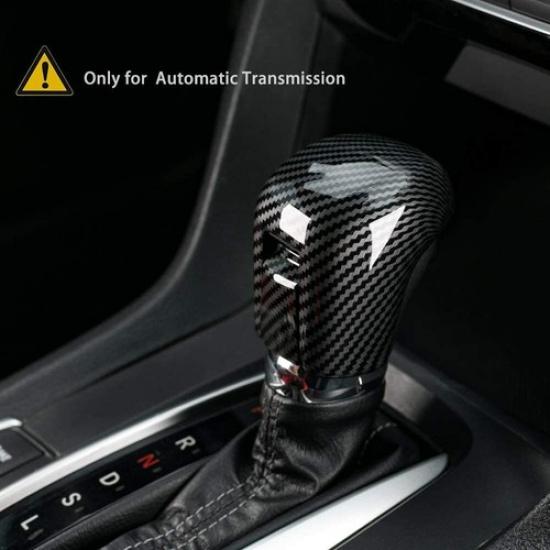 Carbon Fiber Black Gear Shift Knob Cover Trim For Honda Civic Sedan 2016-