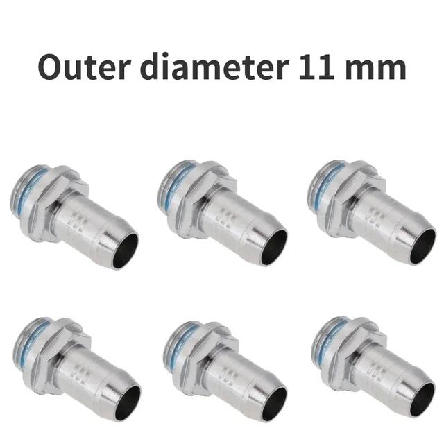 6 Stück Tülle PC Wasserkühlung Zwei-Klick-Anschluss G1/4 Zoll Gewinde Tülle Schlauchanschluss für Schlauchdurchmesser 6 mm / 7,2 mm / 9 mm / 11 mm