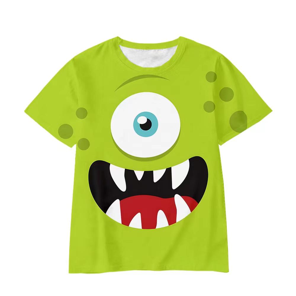 New Summer Cute Monster Inc Pattern Casual 3D Printed T-Shirt Childrens Tops Girls Boys Cosplay Round Neck Short Sleeve Clothing