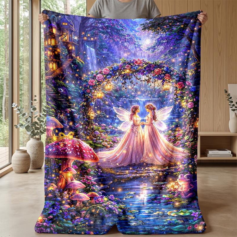 Fairy Dreams with Butterflies Theme Blanket Lightweight Warm Flannel Blanket Decorative Throw Blanket for Home Decoration