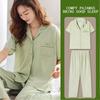 Pajamas Women'S Simple Matcha Green Summer Short Sleeve Trousers Lazy Home Small Fresh Homewear Two-Piece Set