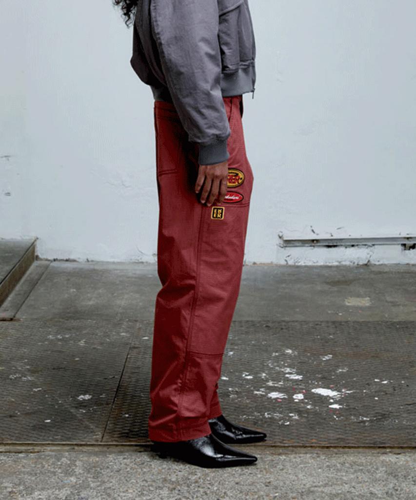 ERER Board Work Pants With Patch Detail Red