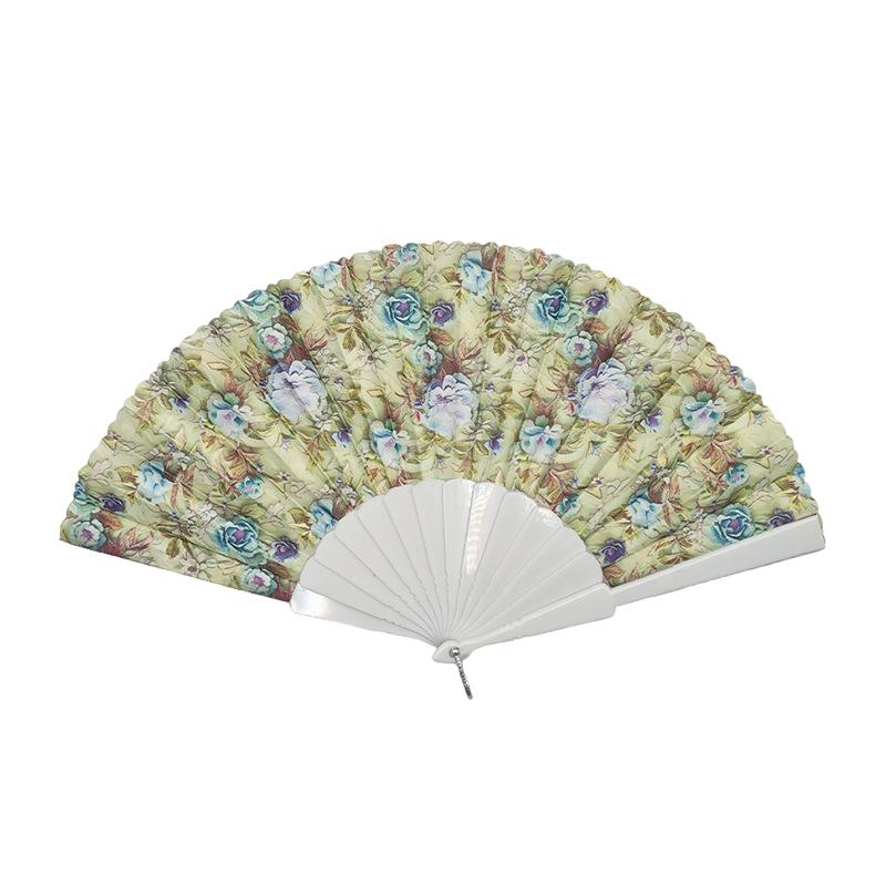 

Складные веера в китайском стиле, тканевые, с орнаментом и напечатанным узором, реквизит для выступлений, пластиковые, портативные, 6 цветов