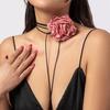 Stylish Retro French Big Flower Chocker Necklace Fringed Lace Tied Neck Chain Female