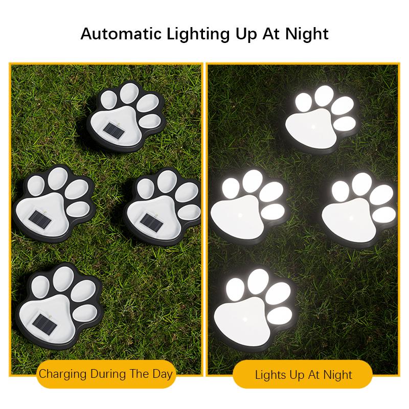 Outdoor LED Solarleuchte Wasserdicht Hund Katze Tier Pfotenabdruck Licht Weg Rasenlampe für Garten Terrasse Rasen Sommer Camping Heimdeko