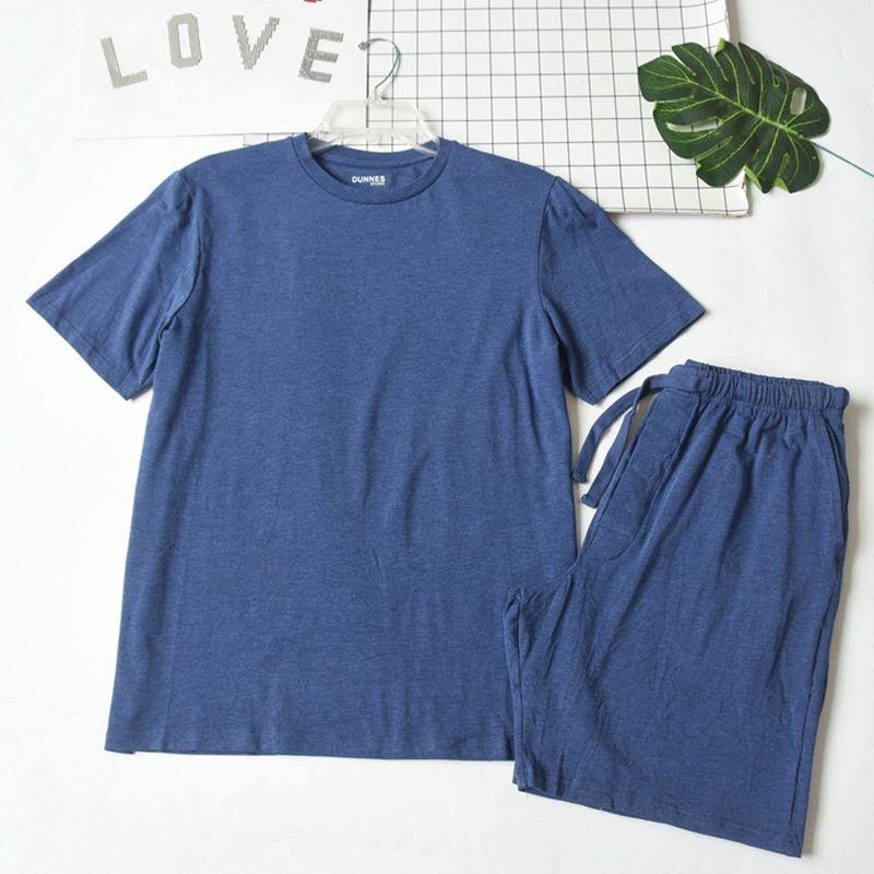 Foreign Trade Summer Men's Thin Knitted Modal Cotton Short Sleeve Shorts Pajamas Skin-friendly Breathable Homewear Set
