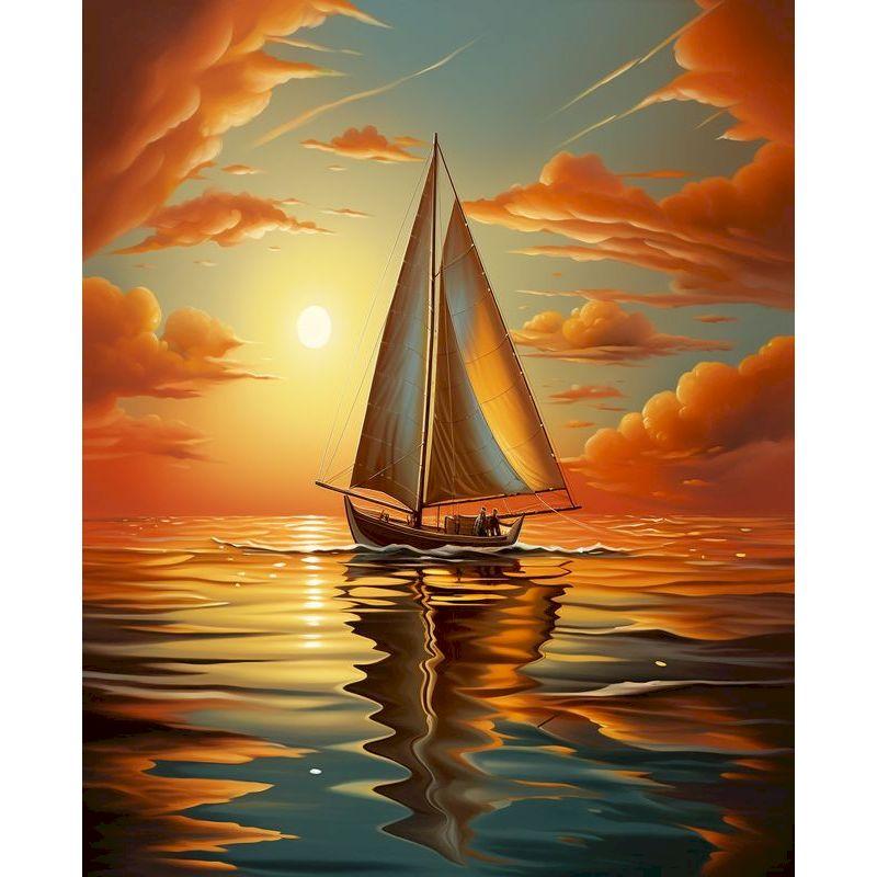 CHENISTORY Hand Painting Sailboat In Bedroom Living Room Landscape Painting By Numbers Kit DIY Artwork Canvas Home Decoration