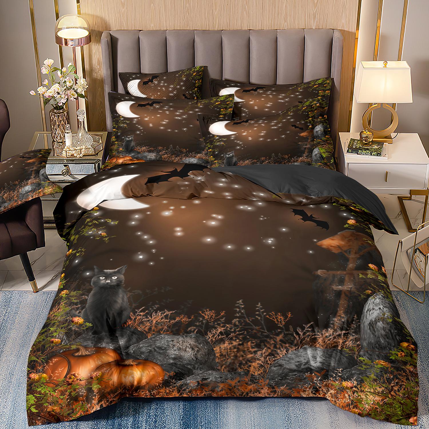 

Halloween Soft Material Comfortable Breathable Pumpkin Pattern Duvet Cover 3d Printed Bedding Set Suitable For All Seasons 135x200cm