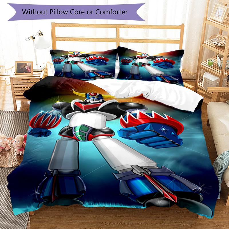 3pcs UFO Robo Grendizer2 pattern bedding set duvet cover set includes duvet cover &pillowcases, perfect all season bedroom decoration & gift