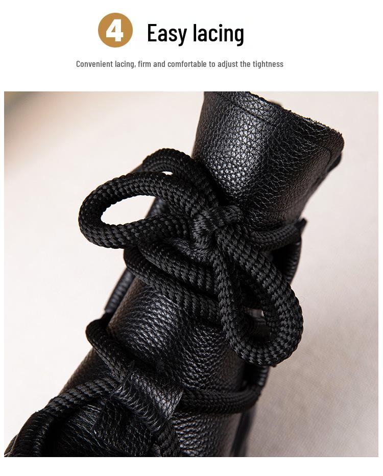 Women's Genuine Leather Platform Martin Boots - 2025 Autumn/Winter Retro Style, Perfect with Skirts for Outdoor Wear.