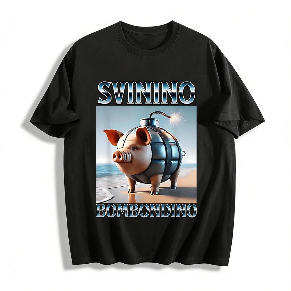 

Funny Pig Head Bomb Graphic Print Unisex Short Sleeve T-Shirt Pure cotton T-shirt XXS